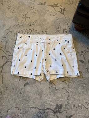 Blue Epic Women's White Embroidered Sailboat Shorts